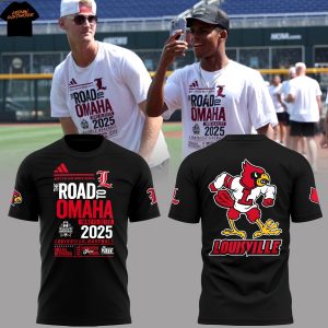 Louisville Cardinals Men College World Series The Road To Omaha 3D T-Shirt – Black