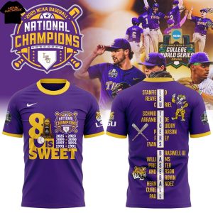 LSU Tigers 2025 NCAA Division National Champions 8 Is Sweet 3D T-Shirt