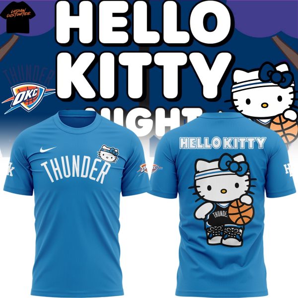 Oklahoma City Thunder 2025 Hello Kitty 3D T-Shirt – Blue