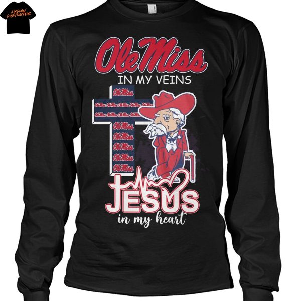 Ole Miss Rebels In My Veins Jesus In My Heart Unisex T-Shirt