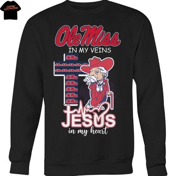 Ole Miss Rebels In My Veins Jesus In My Heart Unisex T-Shirt