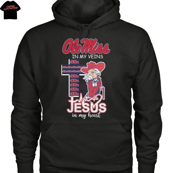 Ole Miss Rebels In My Veins Jesus In My Heart Unisex T-Shirt