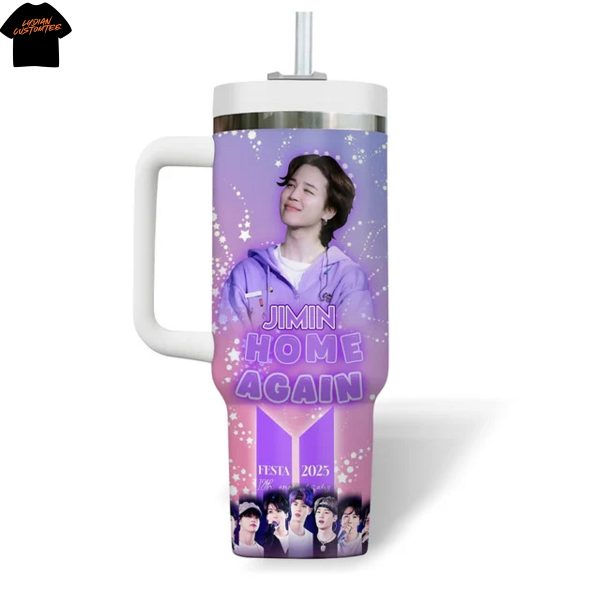 Personalized 2025 BTS Jimin Home Again Tumbler With Handle And Straw