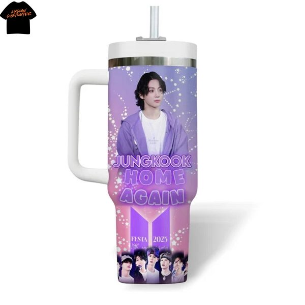 Personalized 2025 BTS Jungkook Home Again Tumbler With Handle And Straw