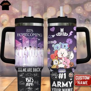 Personalized BTS Home Coming We Are Back Signature Tumbler With Handle And Straw