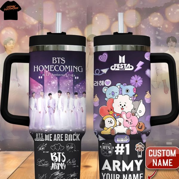 Personalized BTS Home Coming We Are Back Signature Tumbler With Handle And Straw