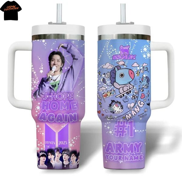 Personalized BTS J-Hope Home Again Tumbler With Handle And Straw