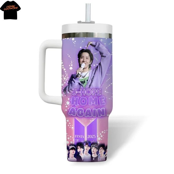 Personalized BTS J-Hope Home Again Tumbler With Handle And Straw
