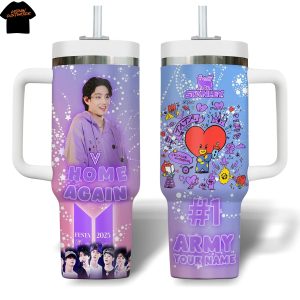 Personalized BTS V Home Again Tumbler With Handle And Straw
