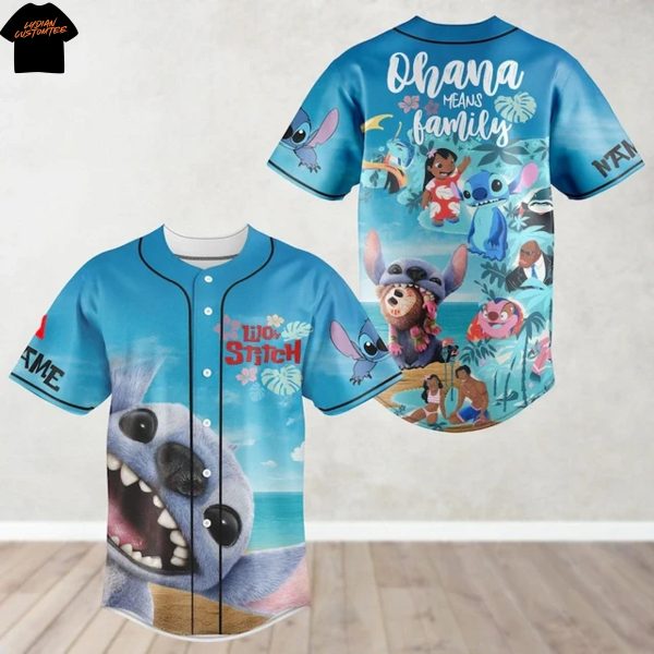 Personalized Lilo & Stitch Ohna Means Family Baseball Jersey