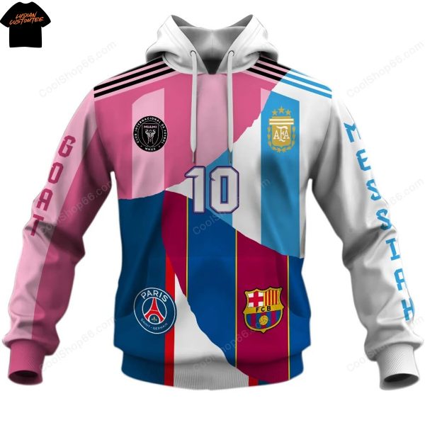 Personalized Messi Inter Miami x Argentine Football Association x Paris Saint-Germain F.C. x FC Barcelona Hoodie