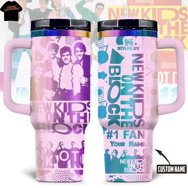 Personalized New Kids On The Block Tumbler With Handle And Straw