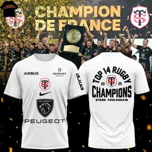 Stade Toulousain Top 14 Rugby Champions 2025 3D T-Shirt – White