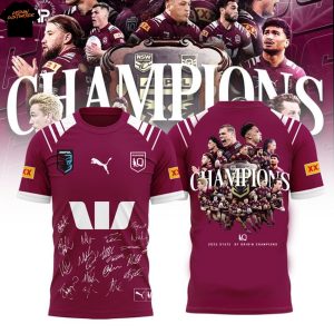 2025 Champions State Of Origin Queensland Maroons Signature 3D T-Shirt
