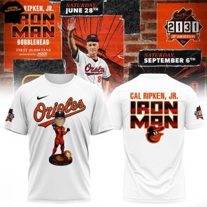 Baltimore Orioles Cal Ripken Jr Iron Man 3D T-Shirt – White