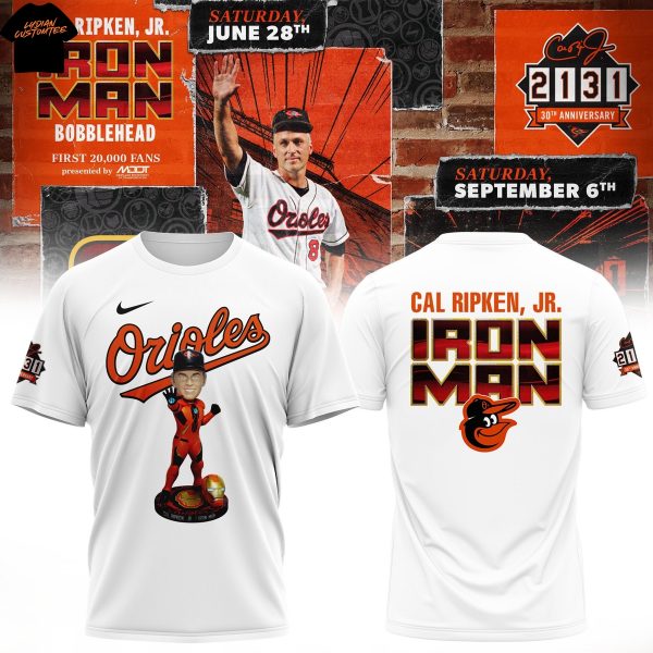 Baltimore Orioles Cal Ripken Jr Iron Man 3D T-Shirt – White