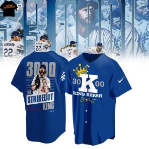 Clayton Kershaw Makes History And Joins The 3,000 Strikeout King Signature Baseball Jersey