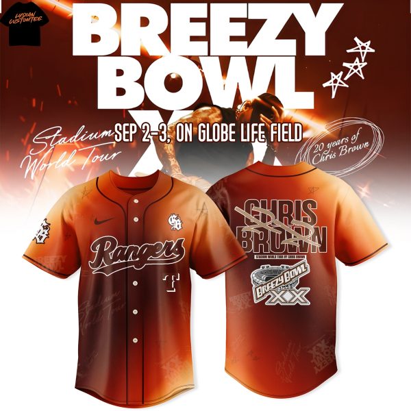 Texas Rangers x Breezy Bowl XX Tour 2025 Chris Brown Baseball Jersey
