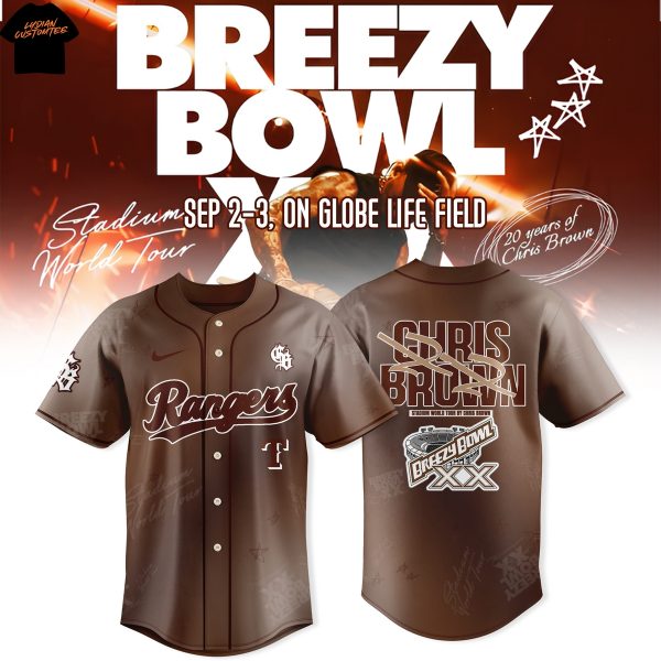 Texas Rangers x Breezy Bowl XX Tour Chris Brown 2025  Baseball Jersey