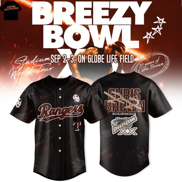 Texas Rangers x Chris Brown Breezy Bowl XX Tour 2025 Baseball Jersey