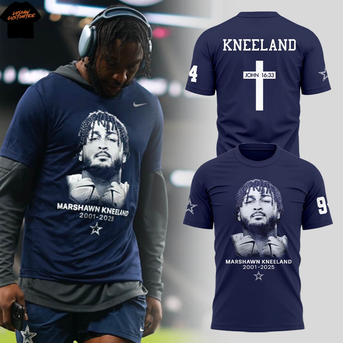 Dallas Cowboys Rest In Peace Marshawn Kneeland Forever 94 3D T-Shirt Dallas Cowboys Rest In Peace Marshawn Kneeland Forever 94 3D T-Shirt