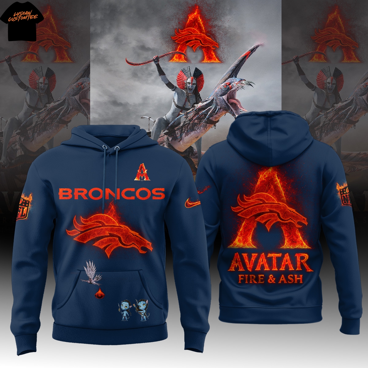 Denver Broncos x Avatar Fire & Ash Hoodie Denver Broncos x Avatar Fire & Ash Hoodie