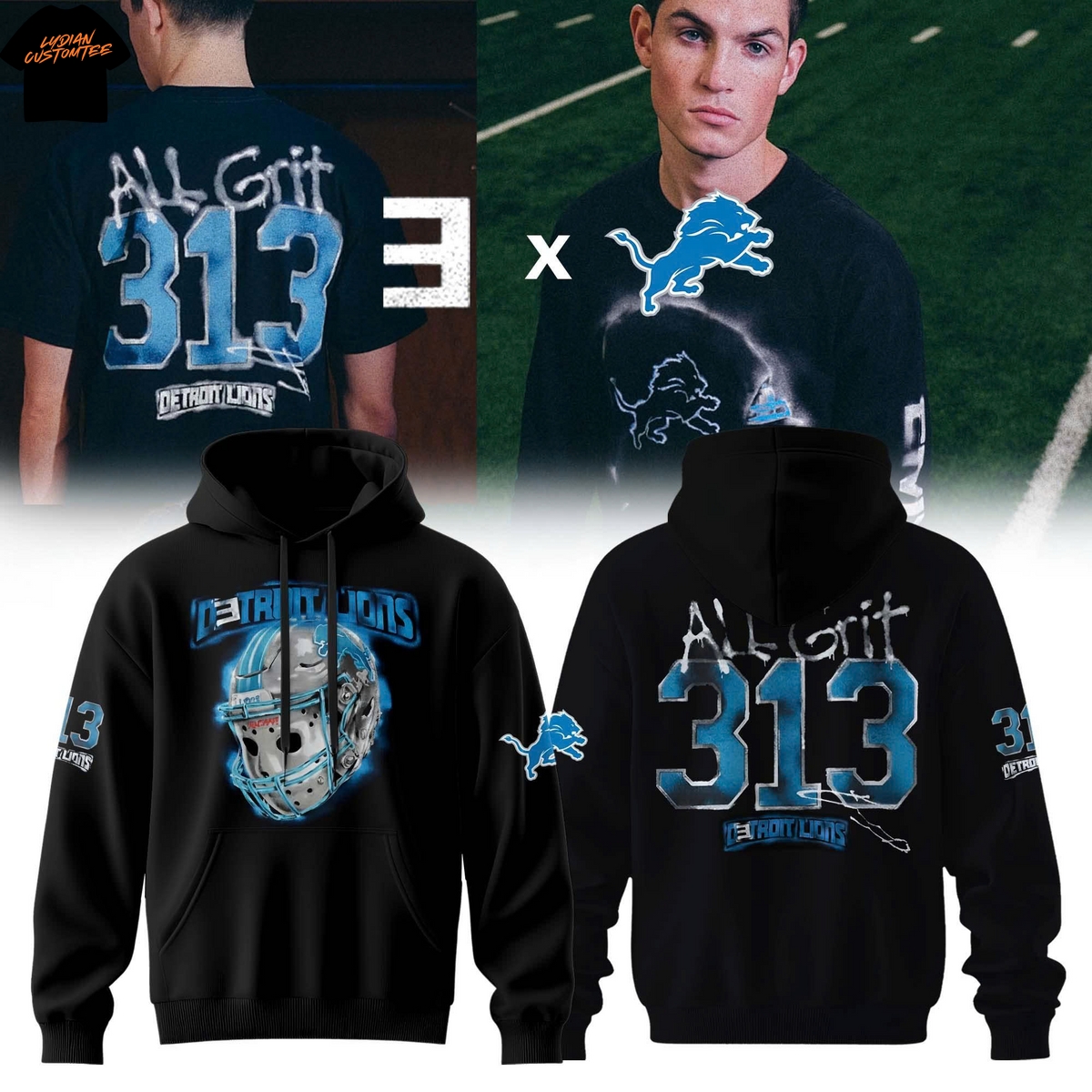Detroit Lions x Eminem All Grit 313 Hoodie Detroit Lions x Eminem All Grit 313 Hoodie