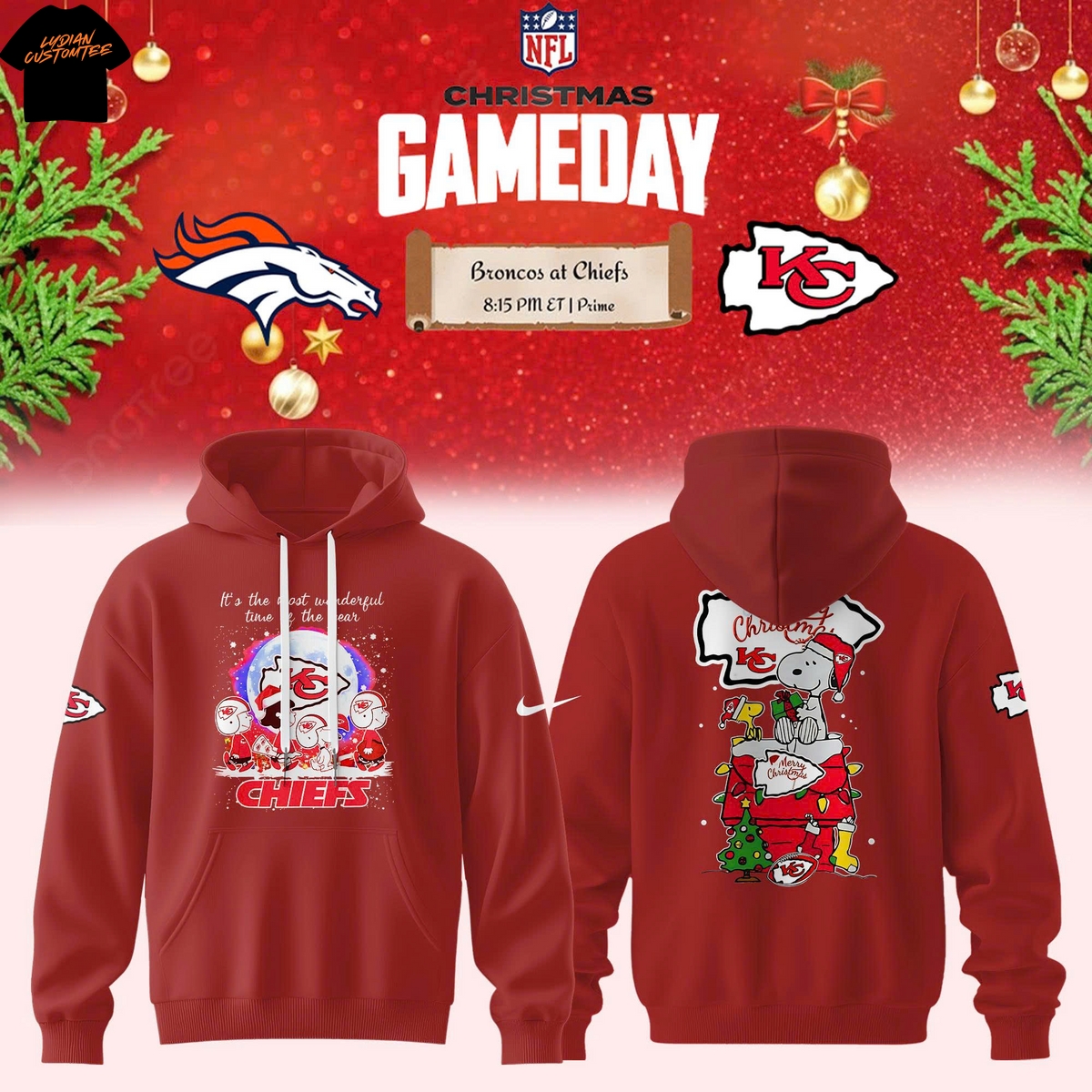 Kansas City Chiefs x Christmas Game Day Snoopy Hoodie Kansas City Chiefs x Christmas Game Day Snoopy Hoodie