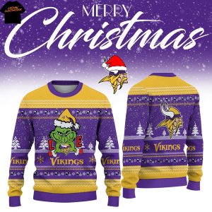 The Grinch Love Vikings Ugly Christmas Sweater