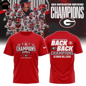 Georgia Bulldogs Football Southeastern Conference Back To Back 3D T-Shirt