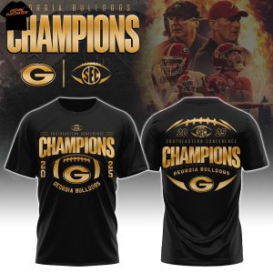 Georgia Bulldogs Football Southeastern Conference Champions 2025 3D T-Shirt