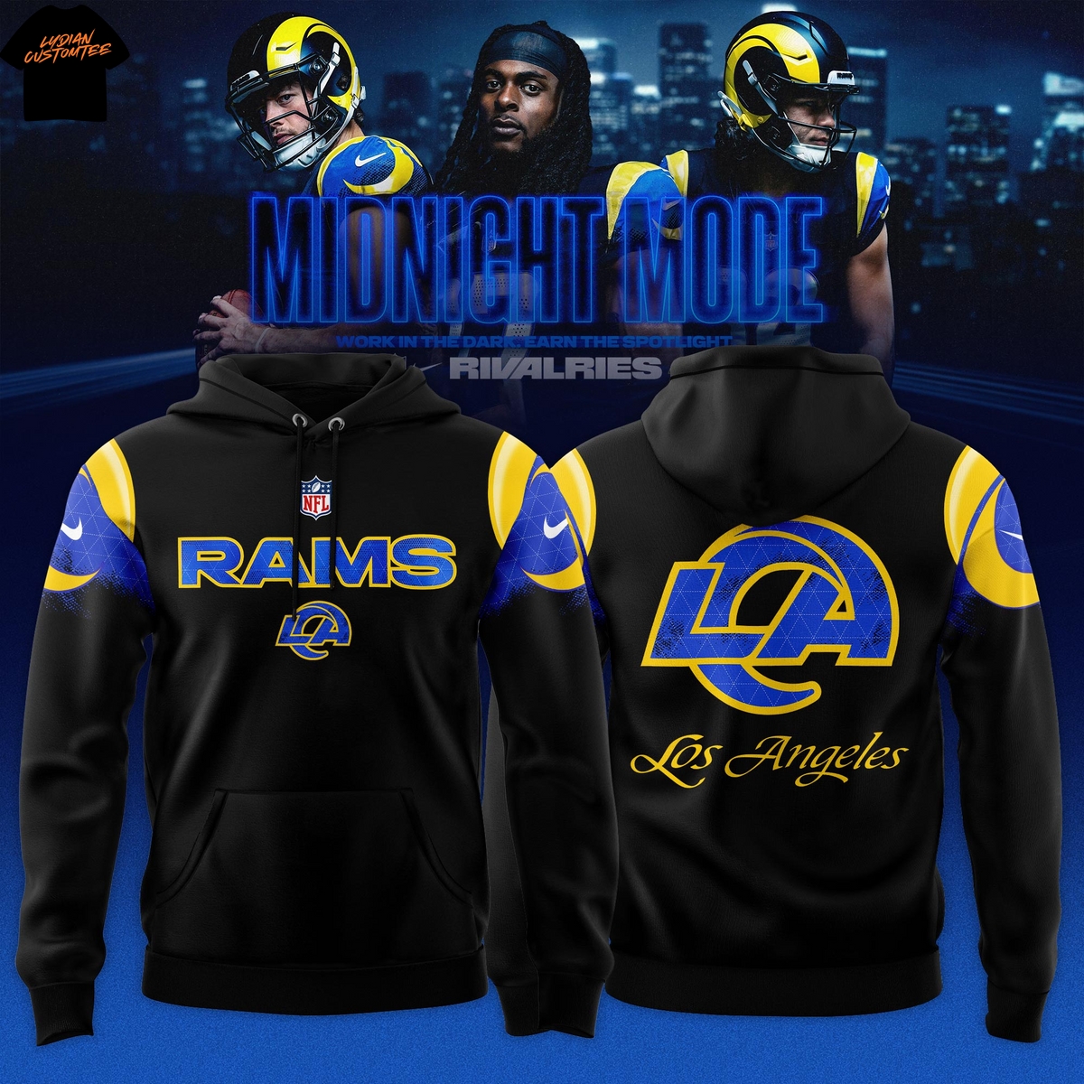 Los Angeles Rams Midnight Blue 2025 Hoodie Los Angeles Rams Midnight Blue 2025 Hoodie