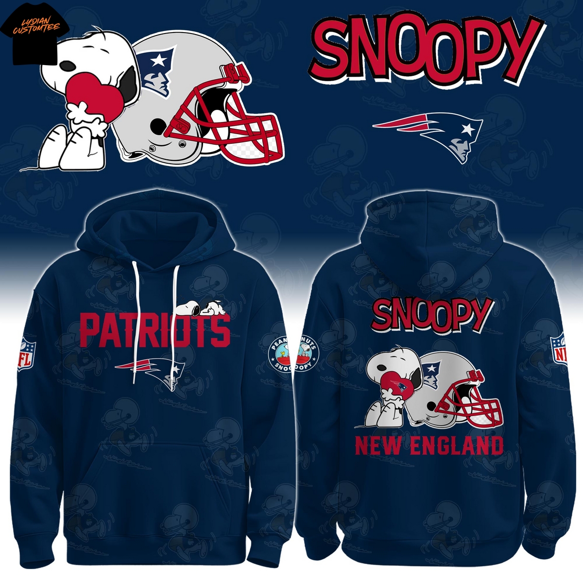 NE Patriots Football x Snoopy Hoodie NE Patriots Football x Snoopy Hoodie