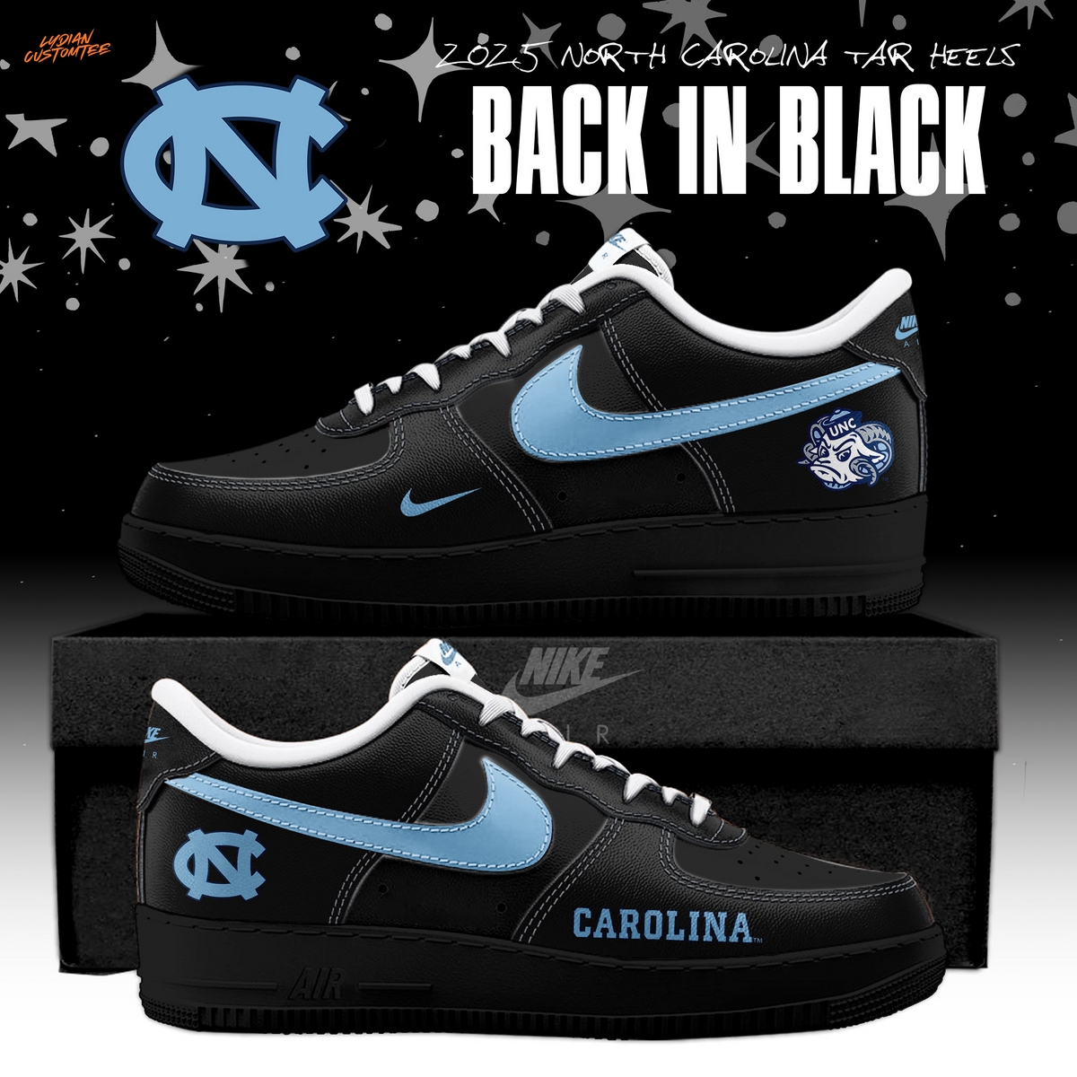 North Carolina Tar Heels Back In Black 2025 Air Force 1 North Carolina Tar Heels Back In Black 2025 Air Force 1