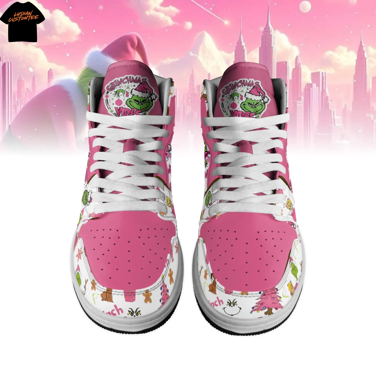 Pink Grinch x Christmas Air Jordan 1 High Top Pink Grinch x Christmas Air Jordan 1 High Top