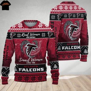 Real Women Love Football Smart Women Love The Atlanta Falcons Ugly Christmas 2025 Sweater