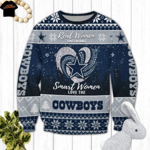Real Women Love Football Smart Women Love The Dallas Cowboys Ugly Christmas 2025 Sweater Real Women Love Football Smart Women Love The Dallas Cowboys Ugly Christmas 2025 Sweater