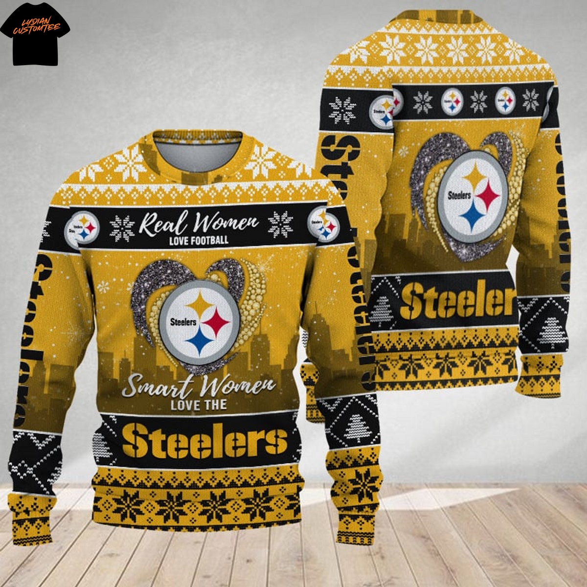 Real Women Love Football Smart Women Love The Pittsburgh Steelers Ugly Christmas 2025 Sweater Real Women Love Football Smart Women Love The Pittsburgh Steelers Ugly Christmas 2025 Sweater