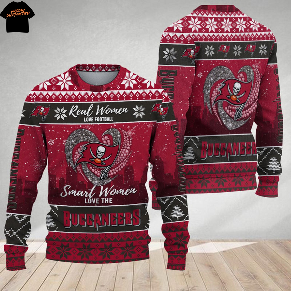 Real Women Love Football Smart Women Love The Tampa Bay Buccaneers Ugly Christmas 2025 Sweater Real Women Love Football Smart Women Love The Tampa Bay Buccaneers Ugly Christmas 2025 Sweater
