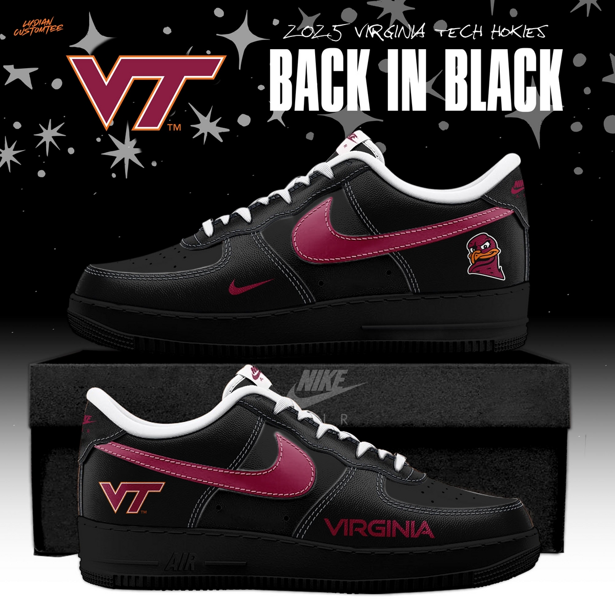 Virginia Tech Hokies Back In Black 2025 Air Force 1 Virginia Tech Hokies Back In Black 2025 Air Force 1