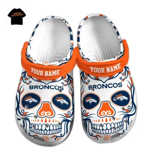 Denver Broncos NFL Day of the Dead Personalized Fan Crocs Shoes
