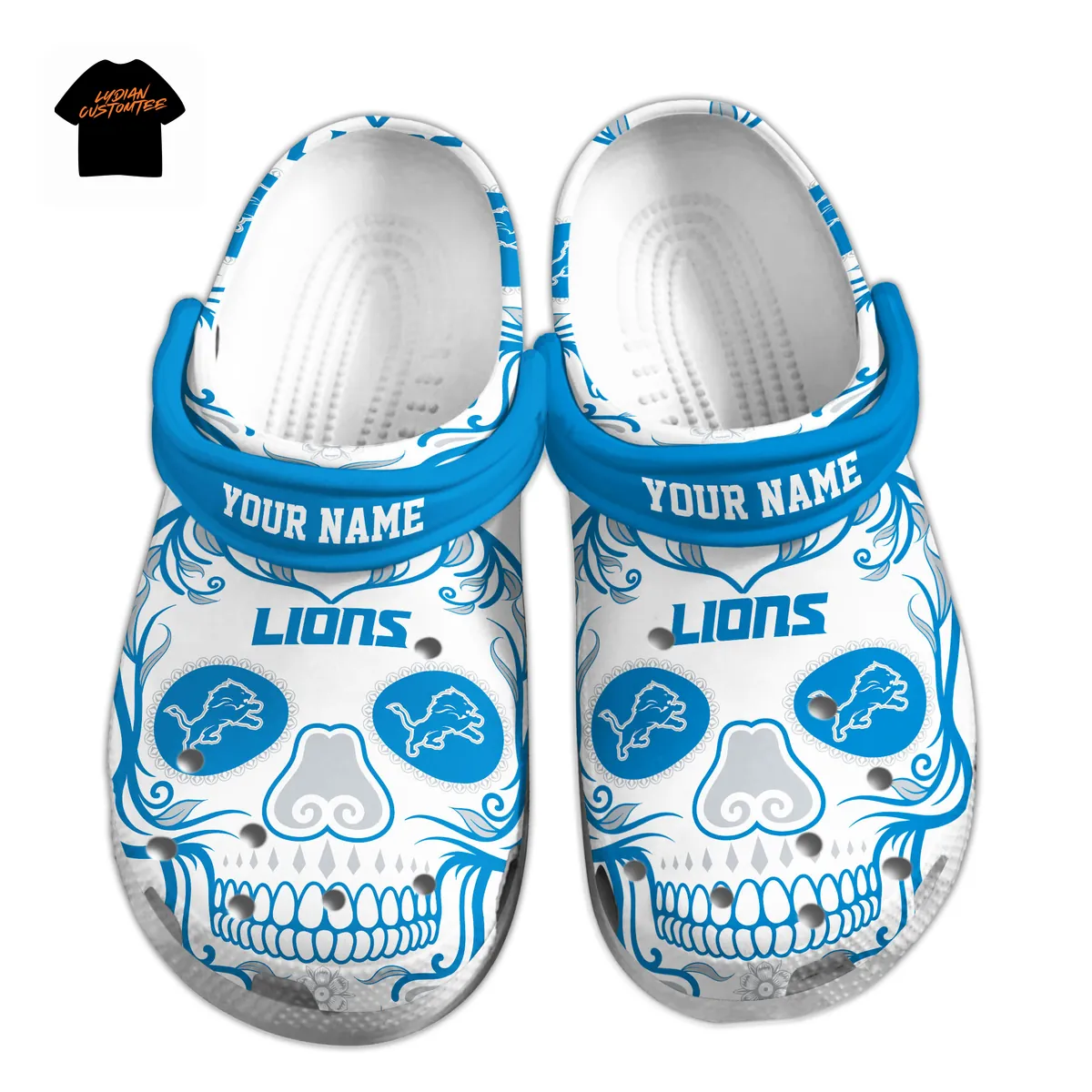 Detroit Lions NFL Day of the Dead Personalized Crocs Detroit Lions NFL Day of the Dead Personalized Crocs