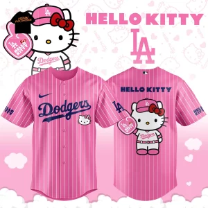 Los Angeles Dodgers Hello Kitty 2026 Limited Edition Pink Pinstripe Baseball Jersey