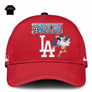Los Angeles Dodgers x One Piece Luffy Custom Name Red Commemorative Baseball Jersey