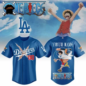 Los Angeles Dodgers x One Piece Luffy Personalized Anime Baseball Jersey Los Angeles Dodgers x One Piece Luffy Personalized Anime Baseball Jersey