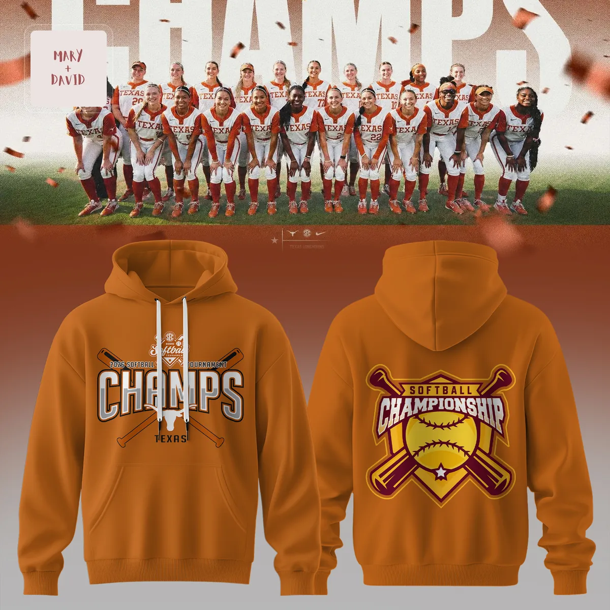 Texas Longhorns 2026 SEC Softball Tournament Champions Commemorative Hoodie Texas Longhorns 2026 SEC Softball Tournament Champions Commemorative Hoodie