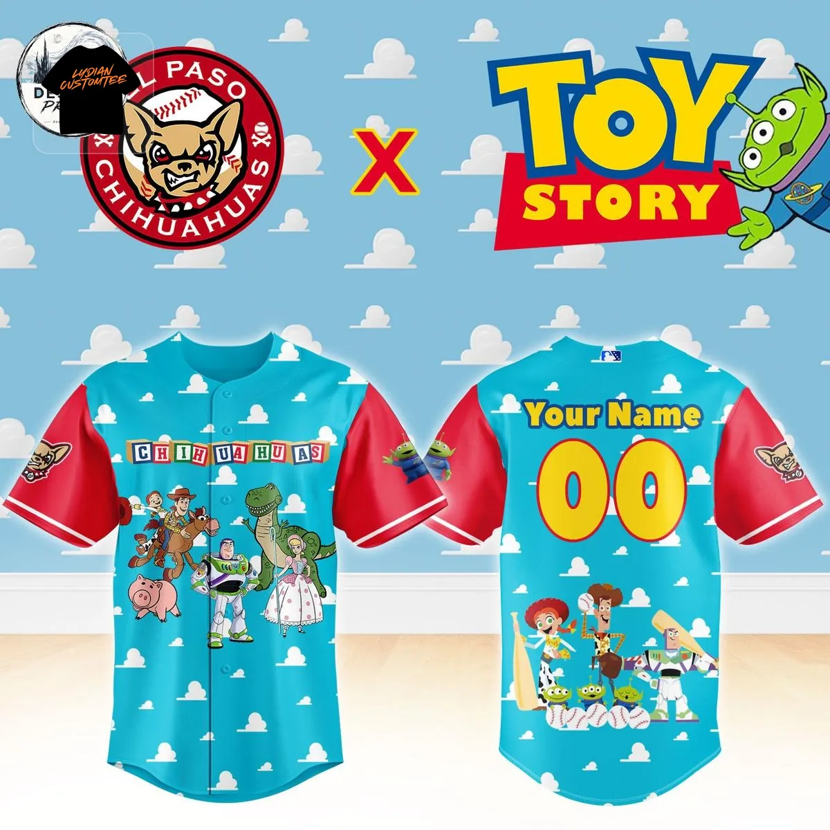 El Paso Chihuahuas Toy Story Personalized Baseball Jersey El Paso Chihuahuas Toy Story Personalized Baseball Jersey