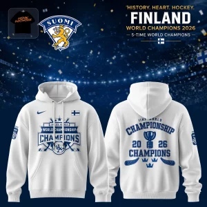 Finland Ice Hockey World Champions 2026 Commemorative Graphic Pullover Hoodie