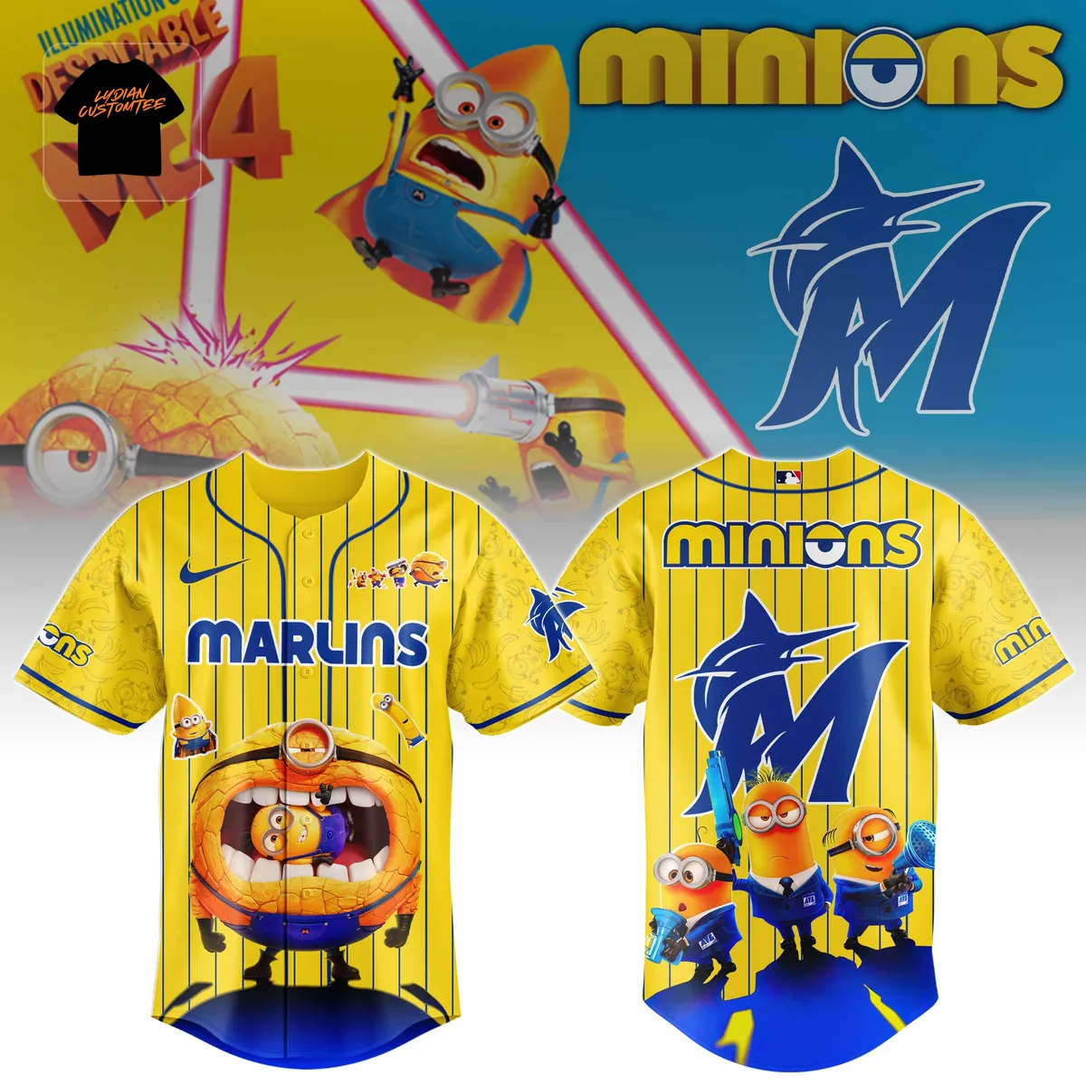 Miami Marlins Minions Limited Edition Custom Baseball Jersey Miami Marlins Minions Limited Edition Custom Baseball Jersey