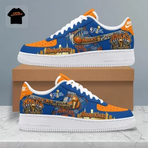 New York Knicks 2026 NBA Champions Commemorative Blue and Orange Air Force 1 Sneakers